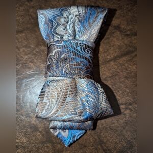 Necktie Necklace with Paisley Blues & Browns